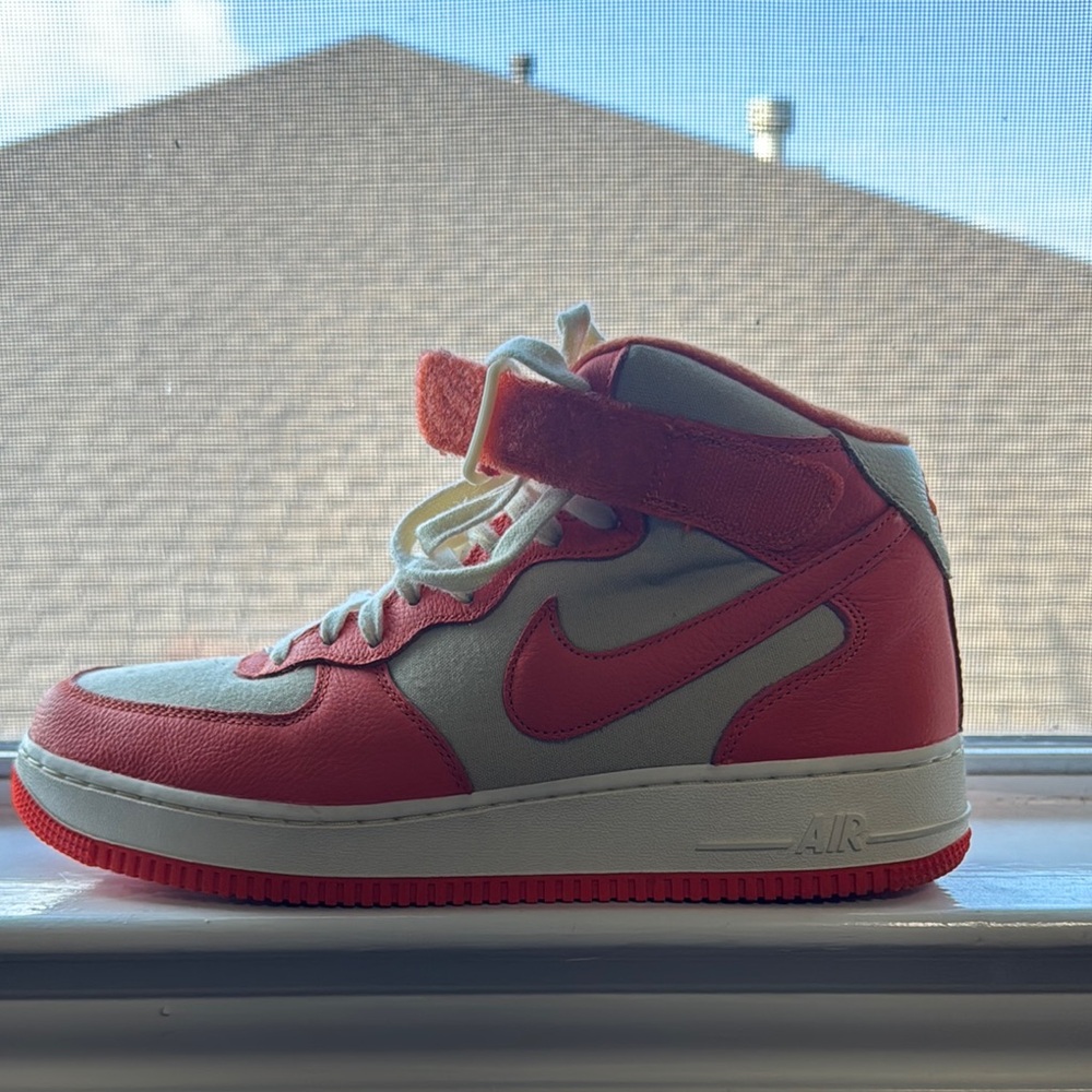 Nike Red and White High-Top Sneakers